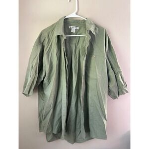 Nine Twenty East Olive  Linen Cotton Blend Mens XXL Short Sleeve Button Up Shirt